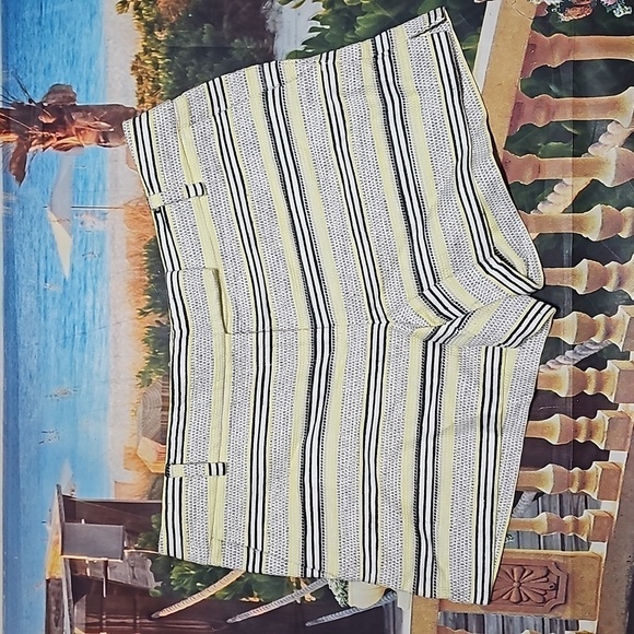 Loft Striped Yellow White Black Shorts Size 6 - Picture 1 of 6
